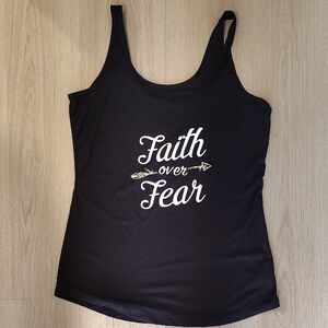 No Boundaries Black 'Faith Over Fear' Women's Tank Top